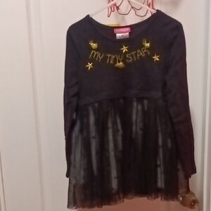 Kidtopia Black Peplum kids Shirt with Gold Lettering